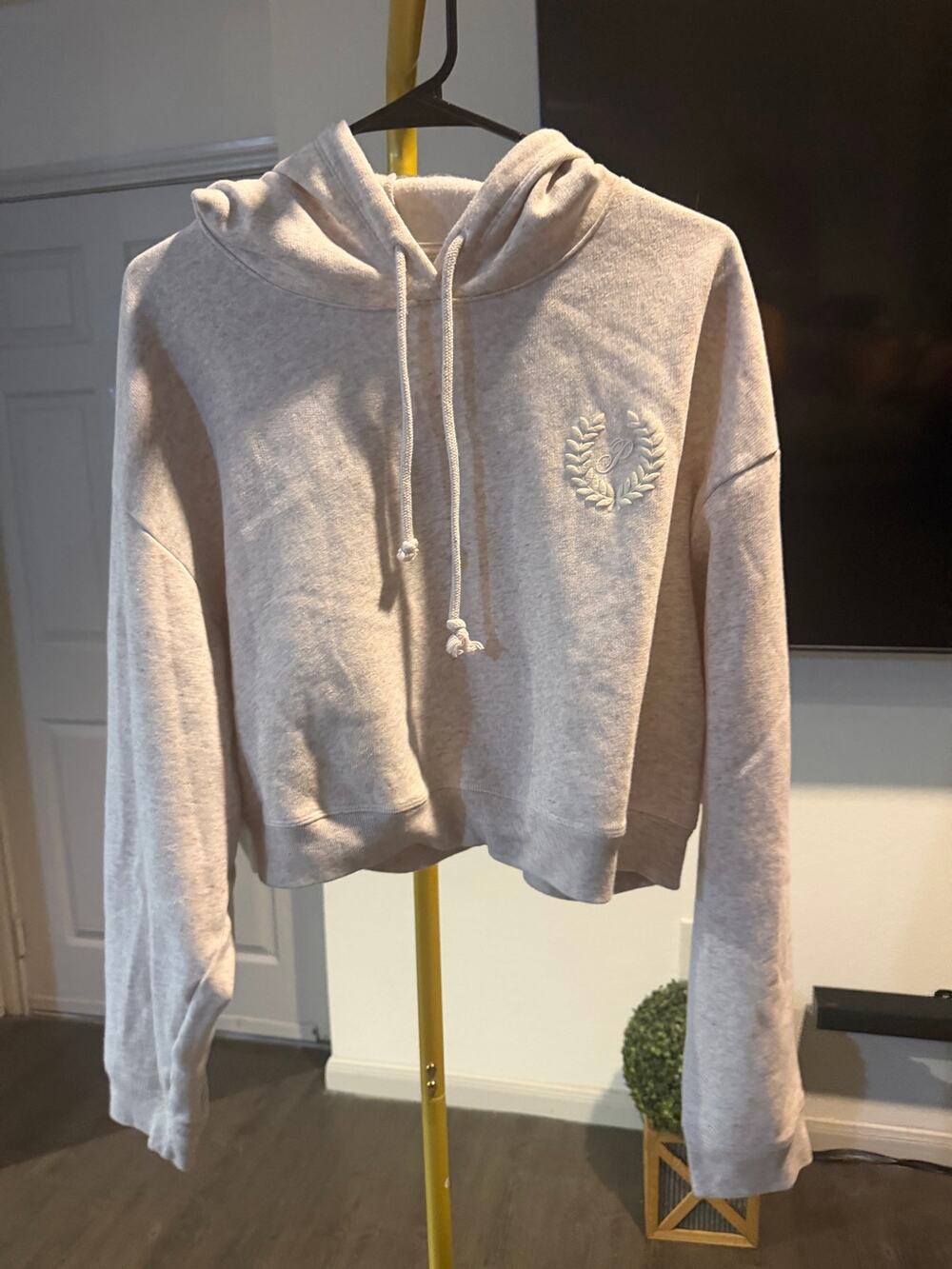 PINK cropped oatmeal hoodie